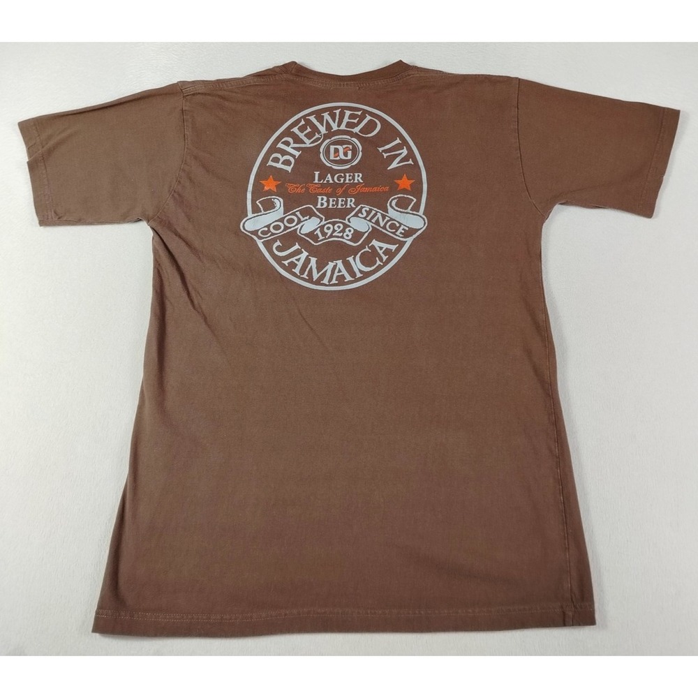 Red Stripe Shirt Mens Large Brown Jamaica 1928 Beer Logo Graphic‎ Tee Casual